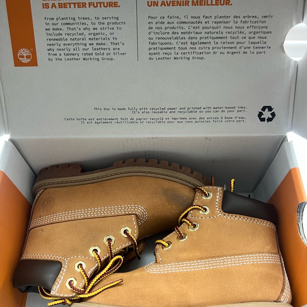 Timberland Kids Leather Waterproof Boots Tan/Wheat Size 8